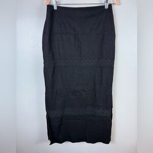 Vintage Edward Womens Linen Crochet Blend‎ Skirt Midi Black Goth Whimsigoth 10
